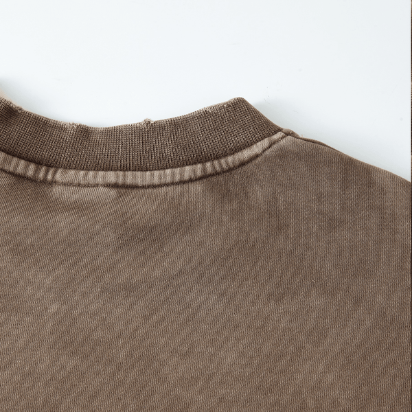 (NEW) Truth Unlimited Women's Washed Raw-Edge Cropped Crew Neck Sweatshirt（380GSM）