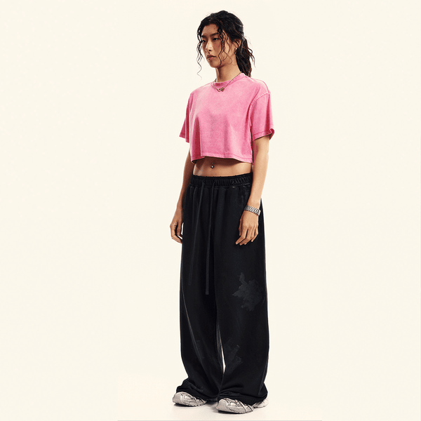 (NEW) Truth Unlimited Women's Washed Loose Fit Cropped Crewneck T-shirt(230GSM)