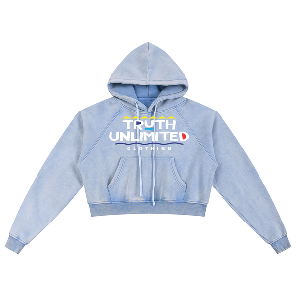 NEW Truth Unlimited women's Snow Washed Cropped Hoodie
