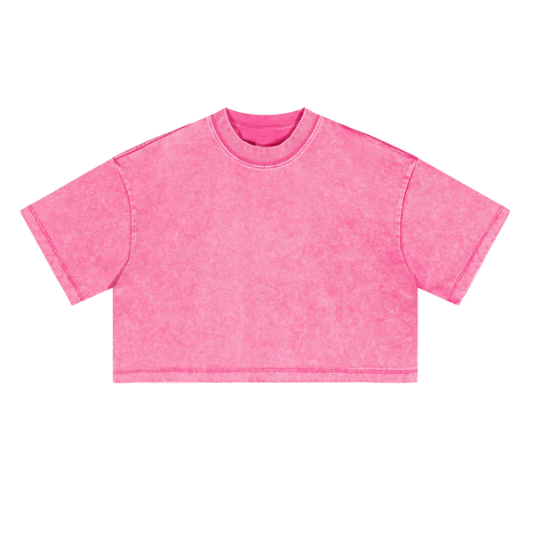 (NEW) Truth Unlimited Women's Washed Loose Fit Cropped Crewneck T-shirt(230GSM)
