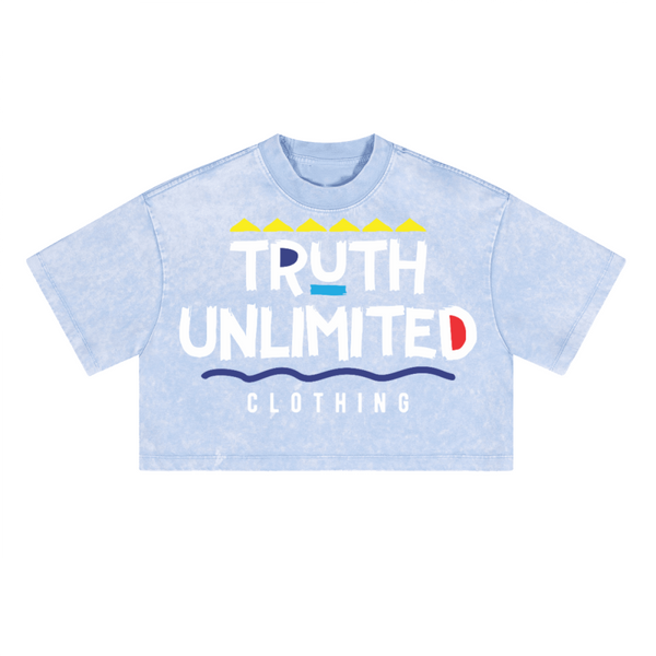 (NEW) Truth Unlimited Women's Washed Loose Fit Cropped Crewneck T-shirt(230GSM)