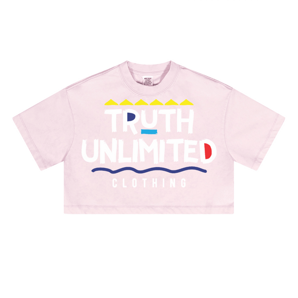 (NEW) Truth Unlimited Women's Washed Loose Fit Cropped Crewneck T-shirt(230GSM)