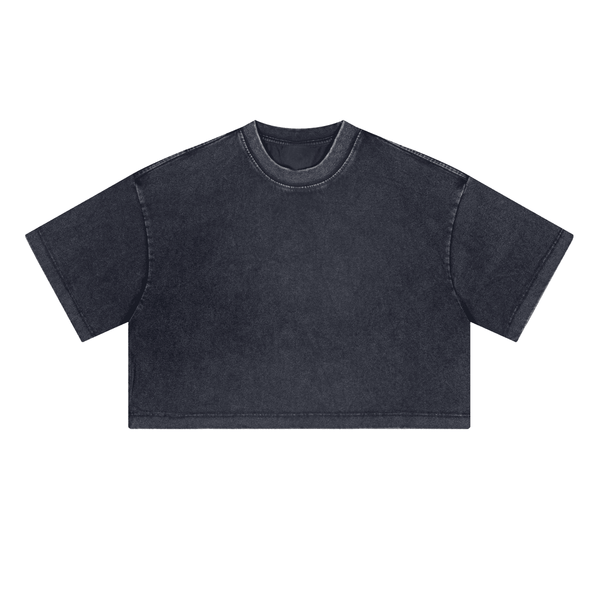 (NEW) Truth Unlimited Women's Washed Loose Fit Cropped Crewneck T-shirt(230GSM)
