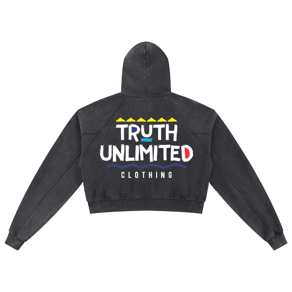 NEW Truth Unlimited women's Snow Washed Cropped Hoodie