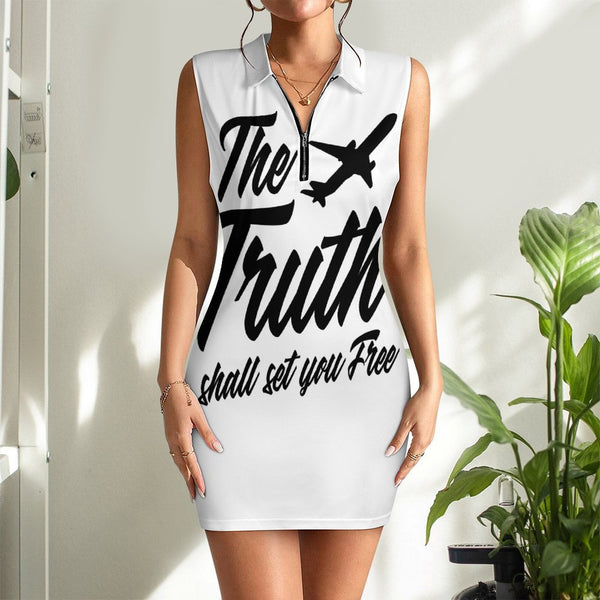 Truth Unlimited Women's Polo Sleeveless Zip Up  Dress
