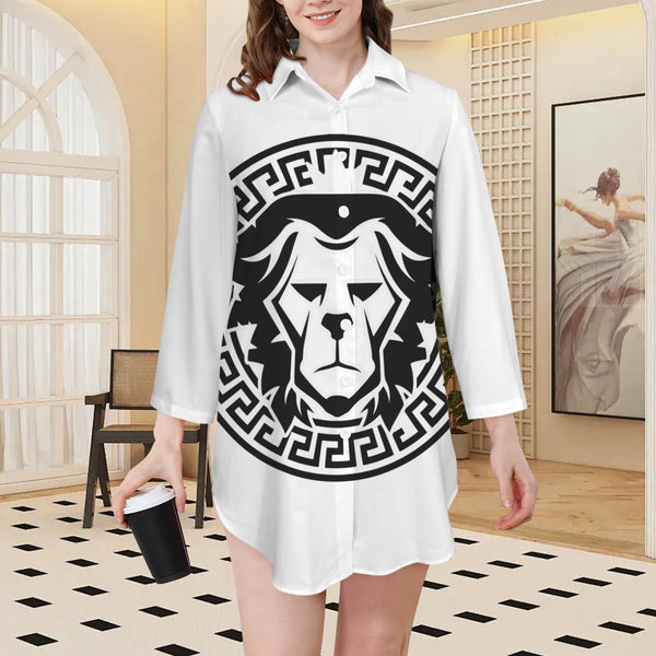 Truth Unlimited Women's 3/4 Sleeve Button Up Shirt Dress