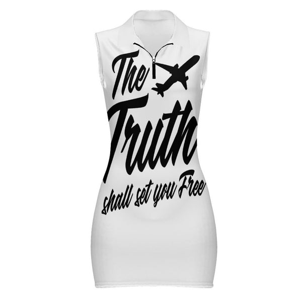 Truth Unlimited Women's Polo Sleeveless Zip Up  Dress