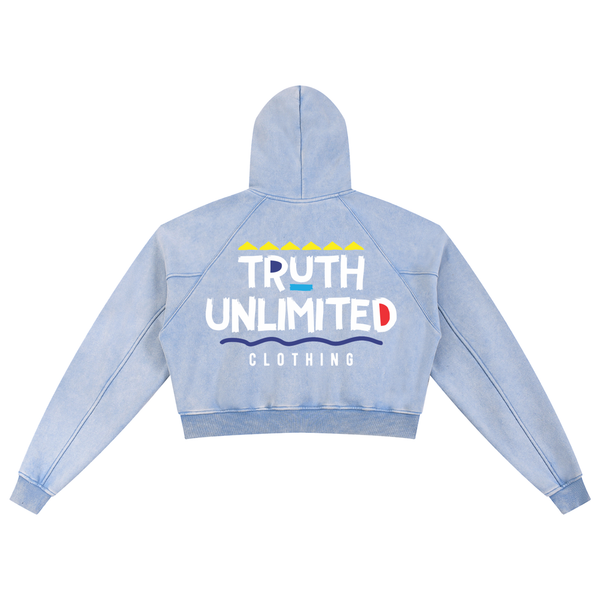NEW Truth Unlimited women's Snow Washed Cropped Hoodie