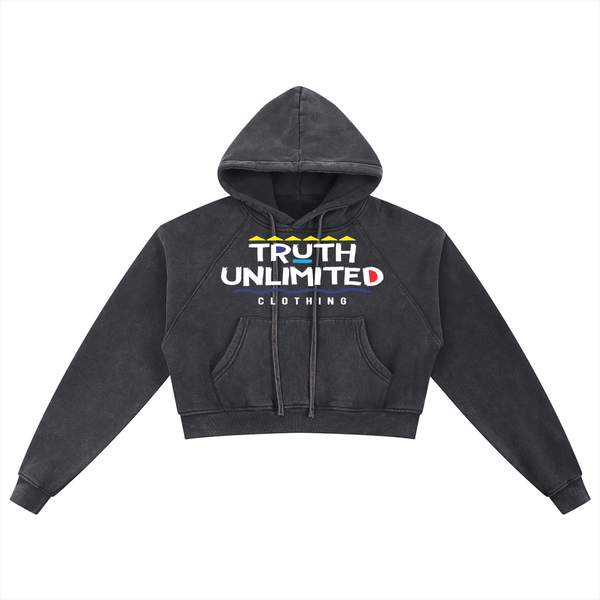 NEW Truth Unlimited women's Snow Washed Cropped Hoodie